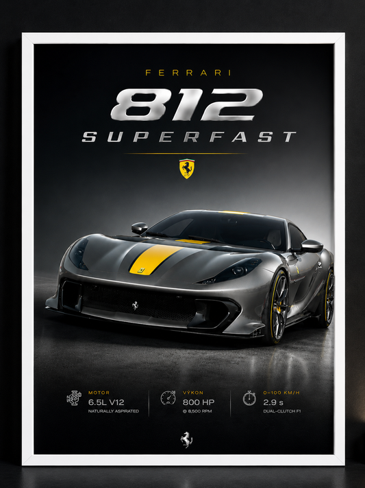 Ferrari 812 Superfast – detail tisku prémiového obrazu MotionCar
