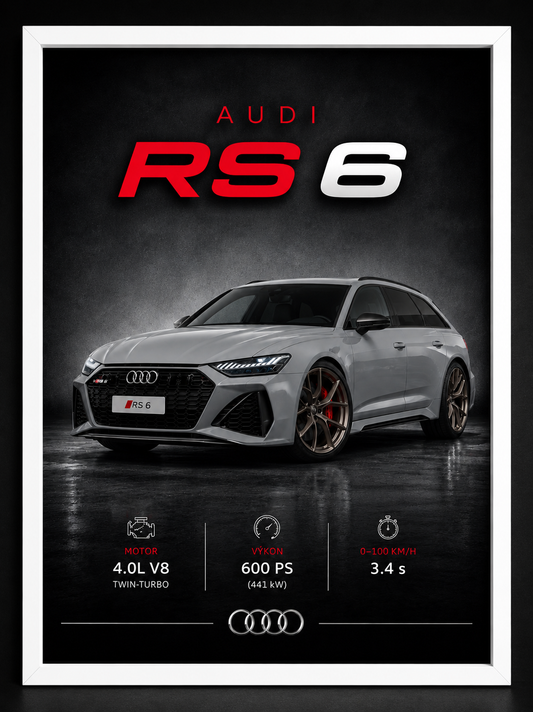 Audi RS6 Avant – detail tisku prémiového obrazu MotionCar