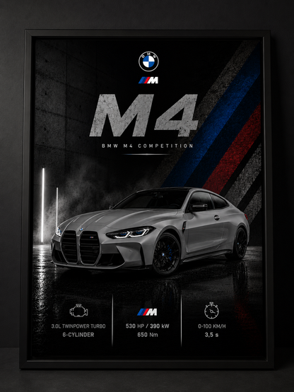 BMW M4 Competition – prémiový automobilový obraz na zeď od MotionCar