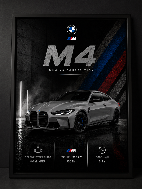 BMW M4 Competition – prémiový automobilový obraz na zeď od MotionCar